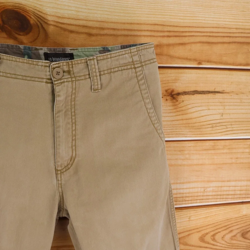 No Boundaries Shorts Mens Size 32‎ Brown 100% Cotton Chinos Pockets Flat Front